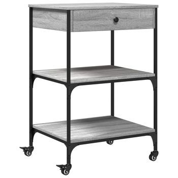 Carrito De Cocina，estantería De Cocina, Carrito De Servir Madera Ingeniería Gris Sonoma 60x48x89,5 Cm