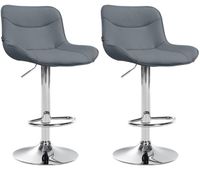 juego de 2 taburetes de bar vonore en polipiel simil cuero gris 51x49x85 cm