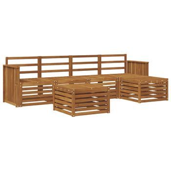 Conjunto De Sofás De Exterior 6 Piezas | Mueble De Jardín Natural