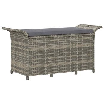 Banco De Jardín | Banco De Exterior | Silla De Jardín Con Cojín Ratán Sintético Gris 116x46x57 Cm