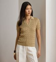 lauren ralph lauren para mujer 200p14041006 jersey de algodon en punto de ochos beige xl casual manga corta