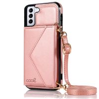 cool funda colgante wallet rosa para samsung galaxy s21 plus
