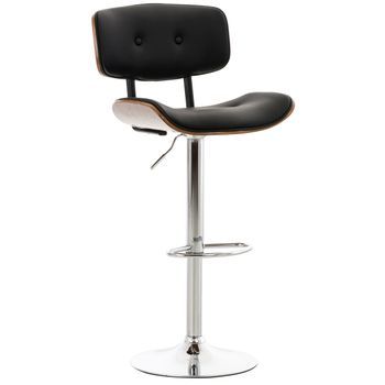 Taburete De Bar Sarnia Cuero Sintético Simil Cuero Nogal/negro 56x50x94 Cm Clp