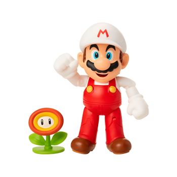 Jakks Pacific - Figura de Mario de Fuego 10cm + Fleur Boxset Exclusivo + Accesorios