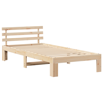 Cama Individual | Estructura De Cama De Madera De Pino Madera Natural Cfw31488