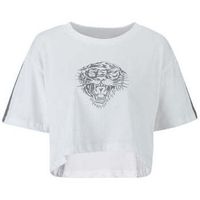 ed hardy blusa tiger glow crop top white para mujer
