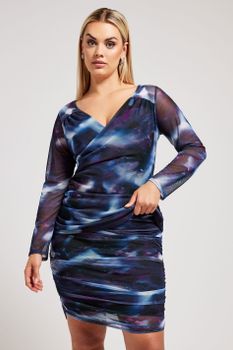 Yours London Top Cruzado Morado Estampado , Mujer Curvy Y Tallas Grandes, Yours London