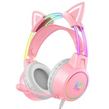 [EU Direct] ONIKUMA X15 Pro Auriculares con orejas de gato, auriculares gaming cableados, sonido estéreo de 50 mm, sonid