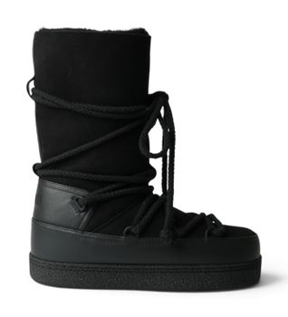 Inuikii para mujer. 1002.002.0032 Botas de Piel Classic High negro (37), Plano, Cordones, Casual