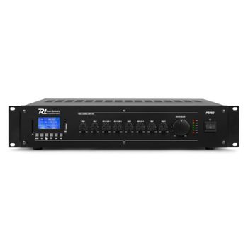 Amplificador de Audio Power Dynamics PRM60 60W RMS Estéreo Bluetooth USB/SD Pantalla LCD Control Graves/Agudos