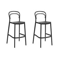 conjunto de 2 sillas de bar modernas de plastico resistentes a la intemperie para uso en interiores y exteriores negro porano