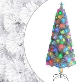 Árbol De Navidad Artificial Con Luces Fibra Óptica Blanco 240cm Vidaxl