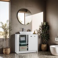 mueble bajo lavabo con gran capacidad de carga de 20 kg blanco