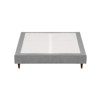 Somier Tapizado Levi 140x190 Cm Gris C/ Patas De Madera Budwing