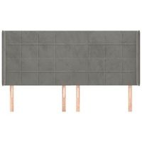 cabecero cama mueble de dormitorio con orejas de terciopelo claro 163 x 16 x 118128 cm gris m020003790