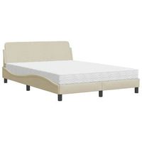 cama con colchon dover tela color crema 140x190 cm vidaxl