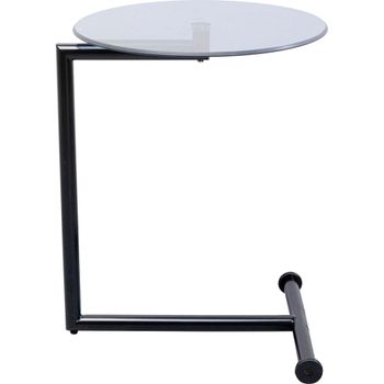 Mesa auxiliar en vidrio negro y acero Ø46c