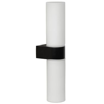 Aplique de baño 2 luces en vidrio negro y blanco 29cm