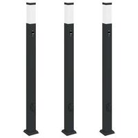 balizas de luz con sensor y tomacorriente 3 unidades 110 cm color negro ip44 vidaxl