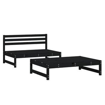 Conjunto De Muebles De Jardín 2 Uds | Mesa Y Sillas Madera Maciza De Pino Negro