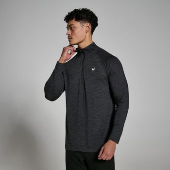 Camiseta Performance con cremallera de 1/4 para hombre de MP - Negro jaspeado - L