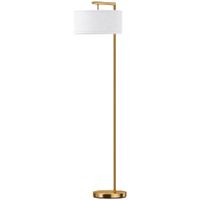 homcom lampara de pie con pantalla de tela de lino base redonda estable para sala oficina dormitorio 47x37x153 cm oro y blanco   aosom espana