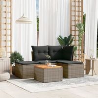 conjunto de sofas jardin con cojines 5 uds  mueble jardin mesa y sillas ratan sintetico gris cfw870744