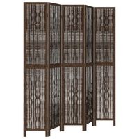 biombo separador de 5 paneles madera paulownia marron oscuro vidaxl