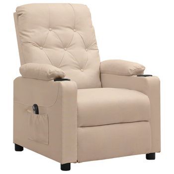 Sillón Reclinable Eléctrico De Tela Crema Cfw106310