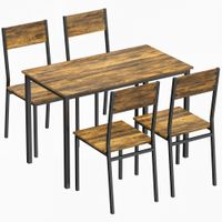 homcom conjunto de mesa de comedor con 4 sillas mesa de cocina para 4 personas patas de metal marron rustico   aosom espana