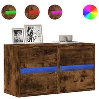 muebles tv de pared luces led 2 uds roble ahumado 41x31x45 cm vidaxl