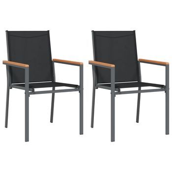 Pack 2 Uds Sillas De Jardín | Silla De Exterior | Sillón Textilene Y Acero Negro 55x61,5x90 Cm
