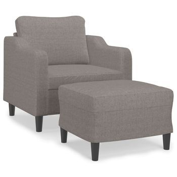 Sillón Con Taburete Tela Gris Taupe 60 Cm Cfw543823