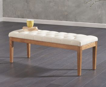 Camille Medium Cream Fabric Bench