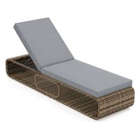 costway silla tumbona de exterior con respaldo ajustable cojin y almacenamiento para piscina patio jardin 185 x 65 x 26 cm gris