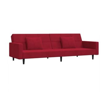 Vidaxl sofá cama de 2 plazas con dos almohadas terciopelo rojo tinto