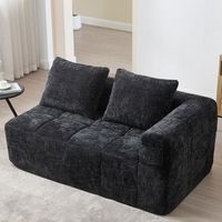 sofa de dos plazas suave y comodo se entrega montado con cojines y bolsillos laterales color negro