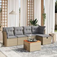 conjunto de sofas jardin con cojines beige mezcla 6 uds  mueble jardin mesa y sillas ratan pe cfw190918