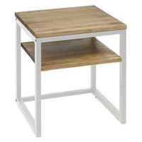 mesita de noche eco three con estante 40x40x47cm blanca en madera maciza de pino acabado vintage estilo industrial box furniture