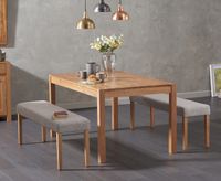 oxford 150cm solid oak dining table with mia grey benches