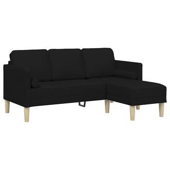 Juego De Sofá Negro 173 X 131 X 67 Cm Poliéster Vidaxl
