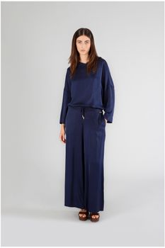 pantalón palazzo de raso navy xl