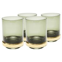 juego de 4 - vaso de agua de cristal ahumado verde