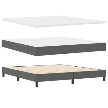 Cama Box Spring Con Colchón Gris Oscuro 180 X 200 Cm Tela