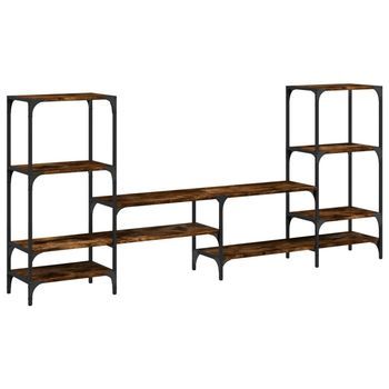 Mueble Tv | Mueble De Salón | Armario Tv Madera Ingeniería Roble Ahumado 206,5x28,5x95 Cm
