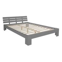 cama doble para 2 personas para adultos con somier de laminas de madera gris 160x 200 cm lit06210