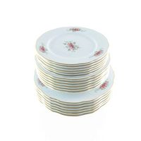 vajilla de porcelana blanca 18 piezas bidasoa irina 6 platos llanos 6 platos hondos y 6 platos de postre con motivos florales y filo de oro