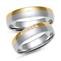 alianzas de oro blanco y amarillo con 5 diamantes