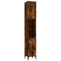 armario de bano  mueble bano madera contrachapada roble ahumado 30x30x190 cm
