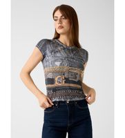 guess para mujer w6ri05kccg0 camiseta estampada negro xs casual poliester manga corta